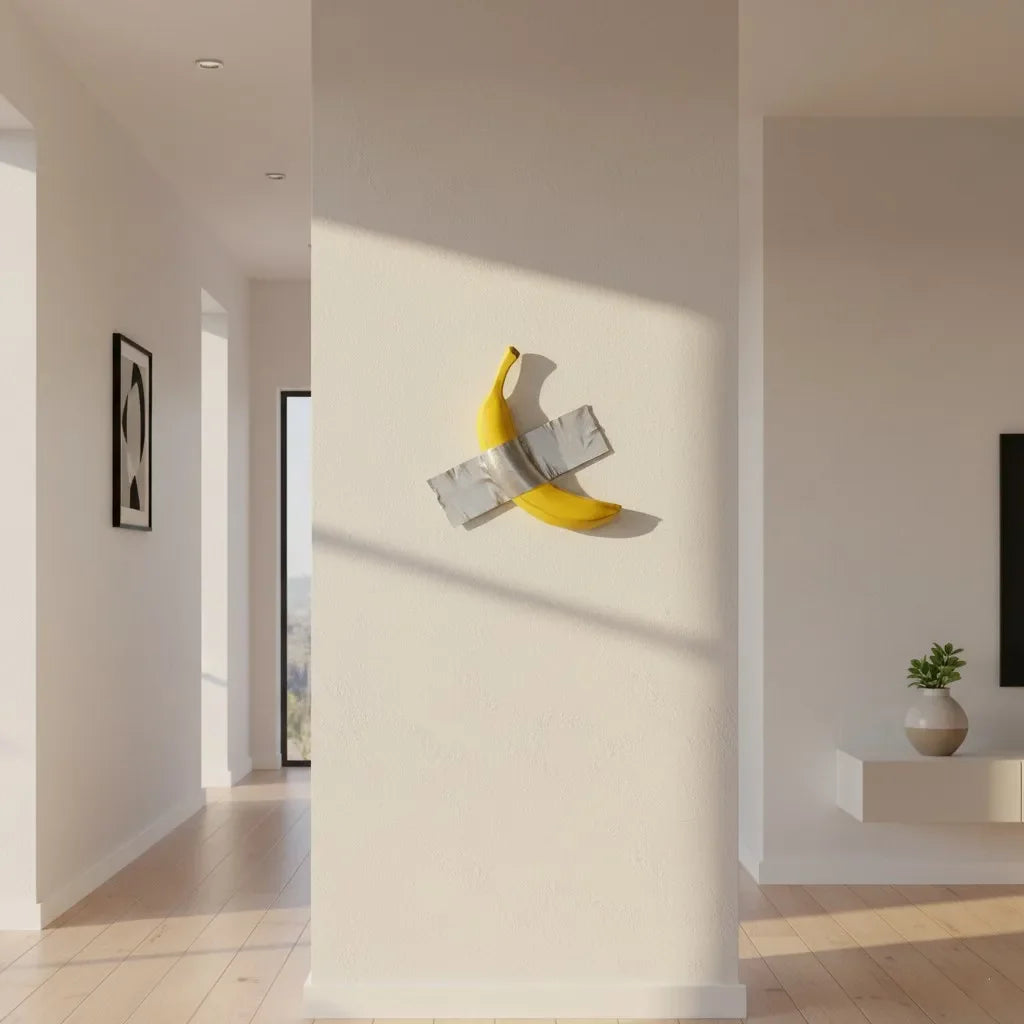 Duck Taped Banana - Playful Art Piece Sculpture