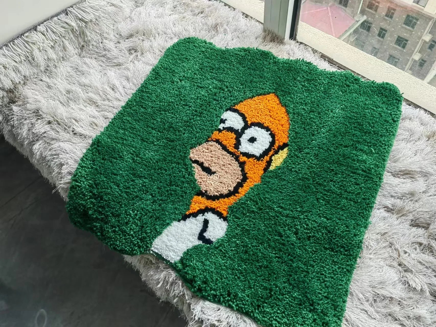 Green Plush Bedroom Mat - Soft Cozy Rug 9.2x17"