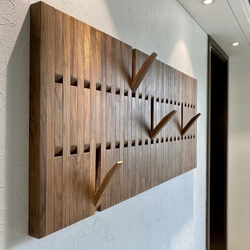 Pine Wood Wall Panel with Hook - Elegant Japanese Design