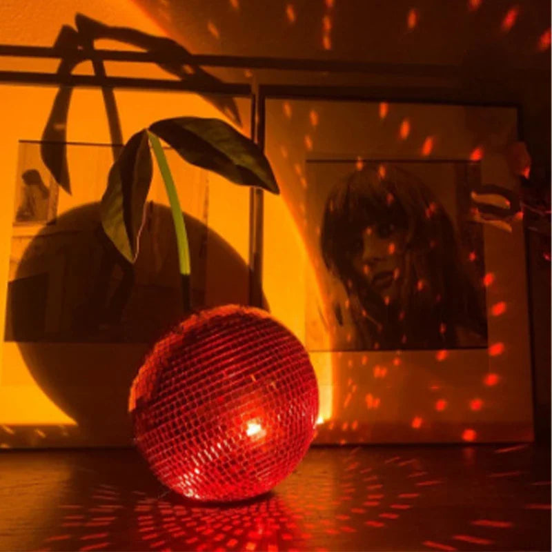 Disco Ball Ornament - 4 Inch Glass Cherry Sparkle