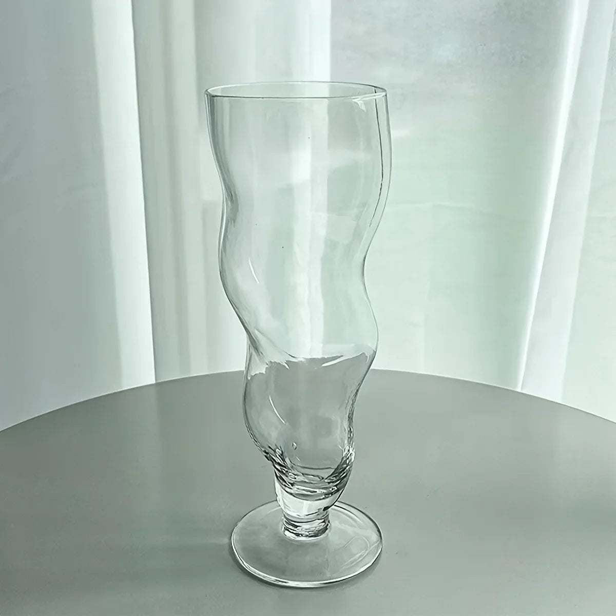Wavy Cone Glass Cup - Stylish Durable Beverage Glass