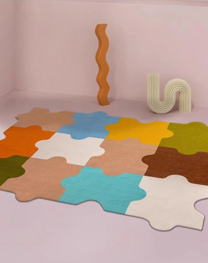 Color Puzzle Rug - Vibrant Polyester Floor Mat
