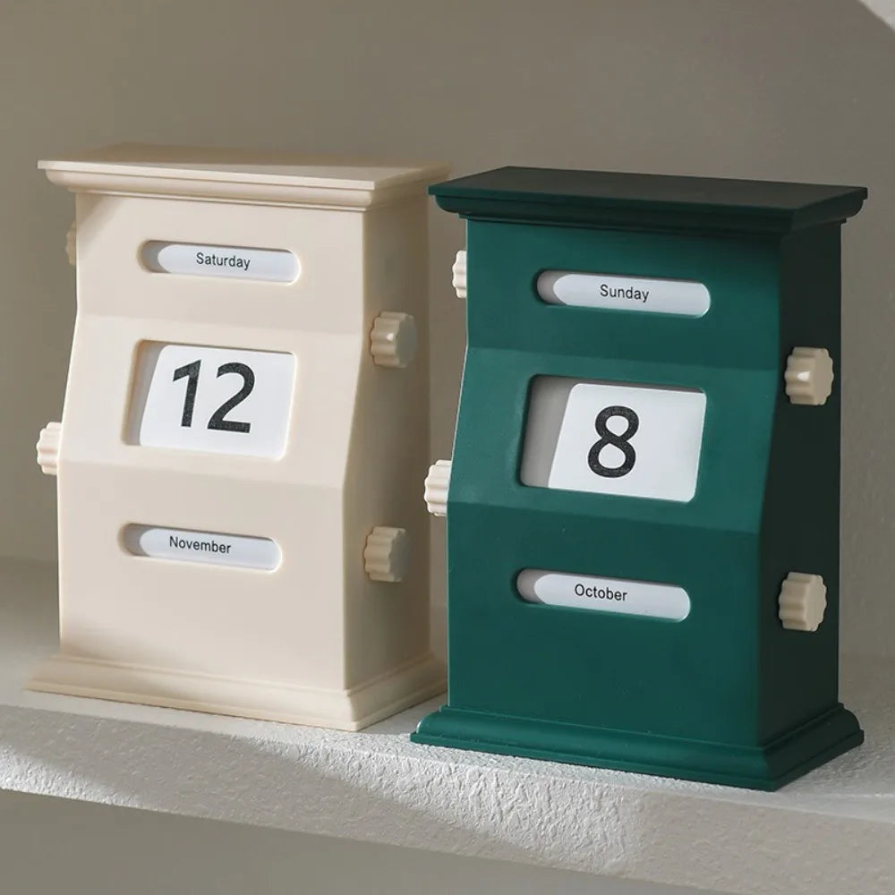 Perpetual Desk Calendar - Retro ABS Design