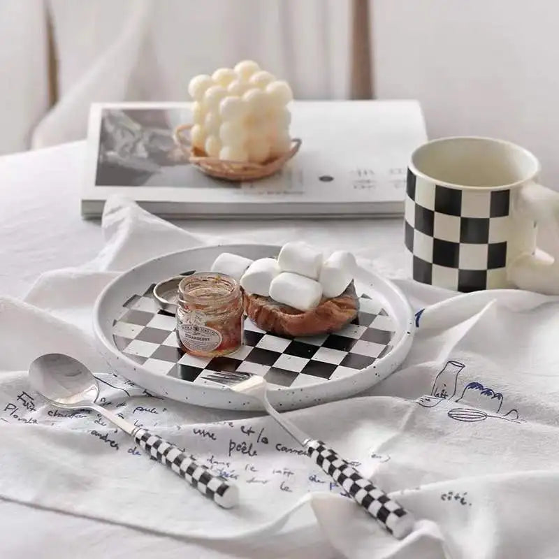 Ceramic Salad Plate – 8 Inch Plaid Dessert Dish