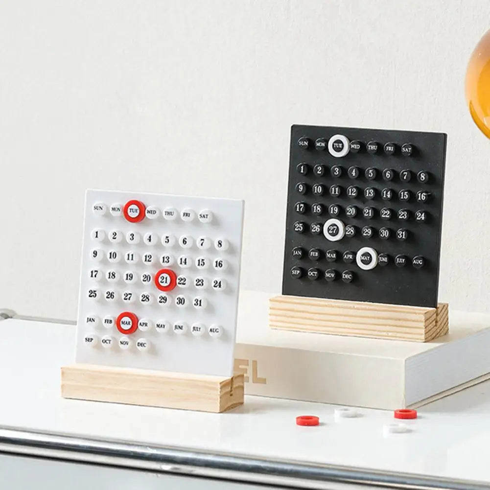 Wooden Stand Calendar | Minimalist Circle Ornament Decor