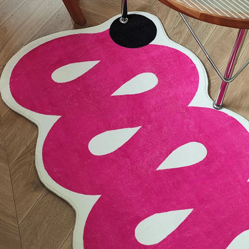 Pink Wave Area Rug - Modern Polyester Carpet