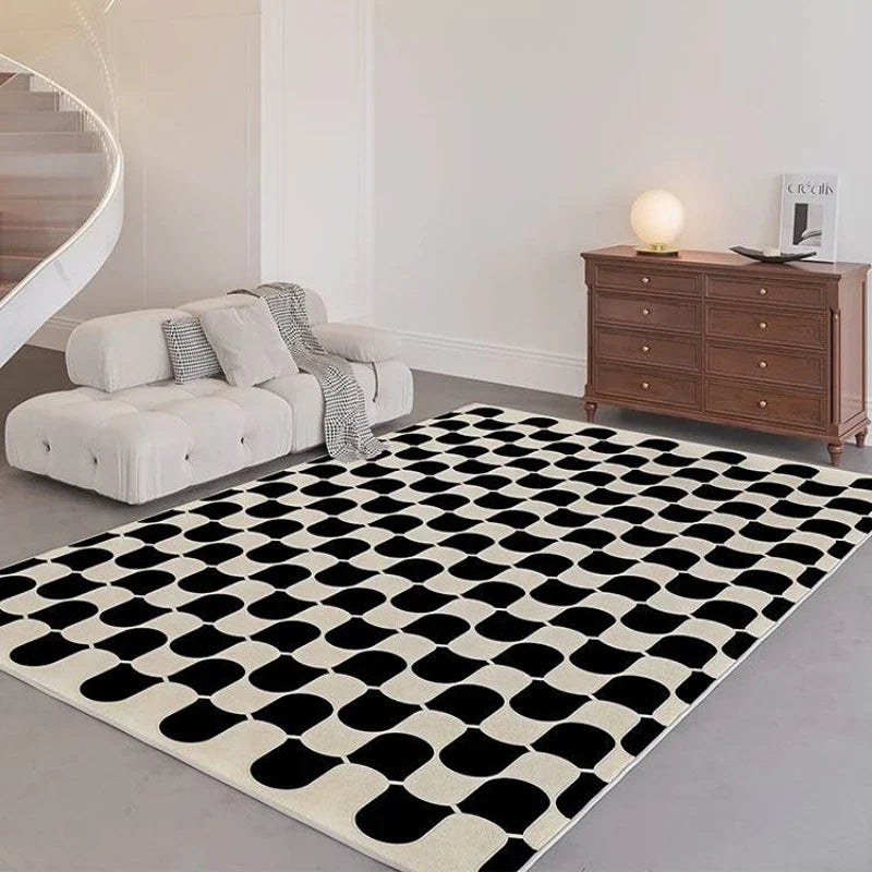 Abstract Art Rug – French Wavy Plaid Area Carpet