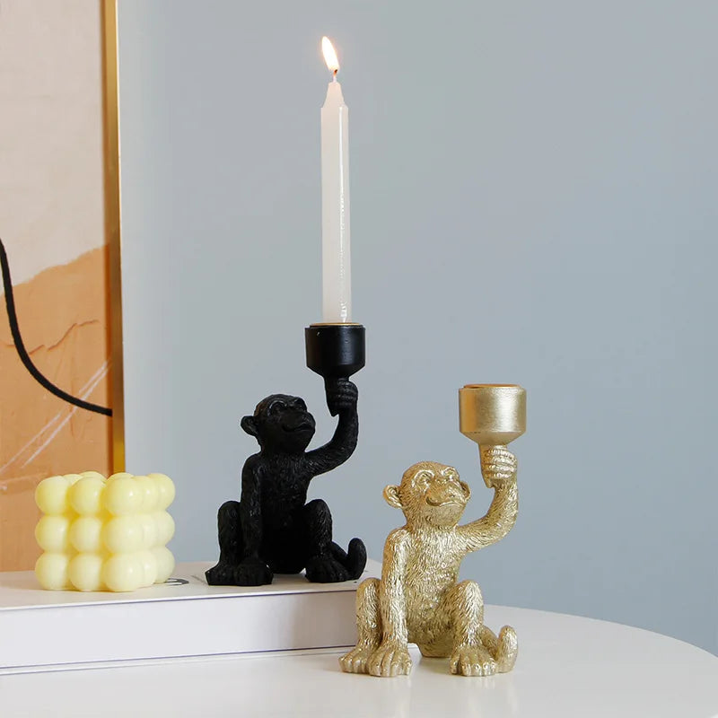Monkey Candle Holder – Resin Decorative Decor