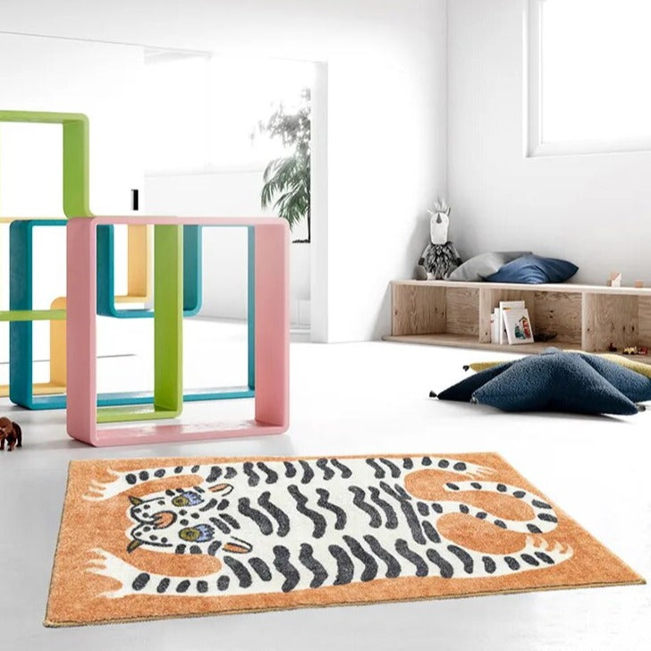 Funky Tiger Rug - Plush Soft Floor Mat, Cozy & Non Slip