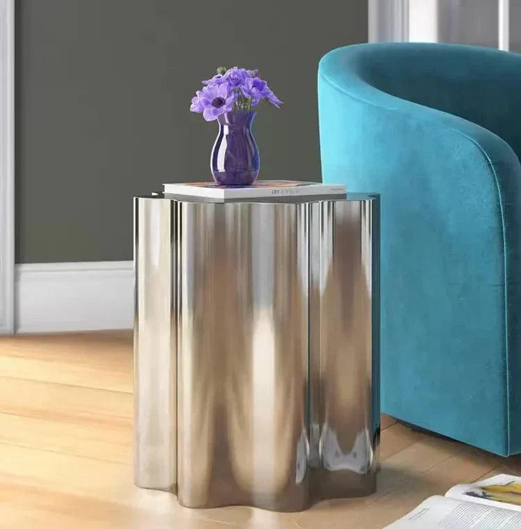 Stainless Steel Side Table - Italian Hand-Crafted Metal Accent