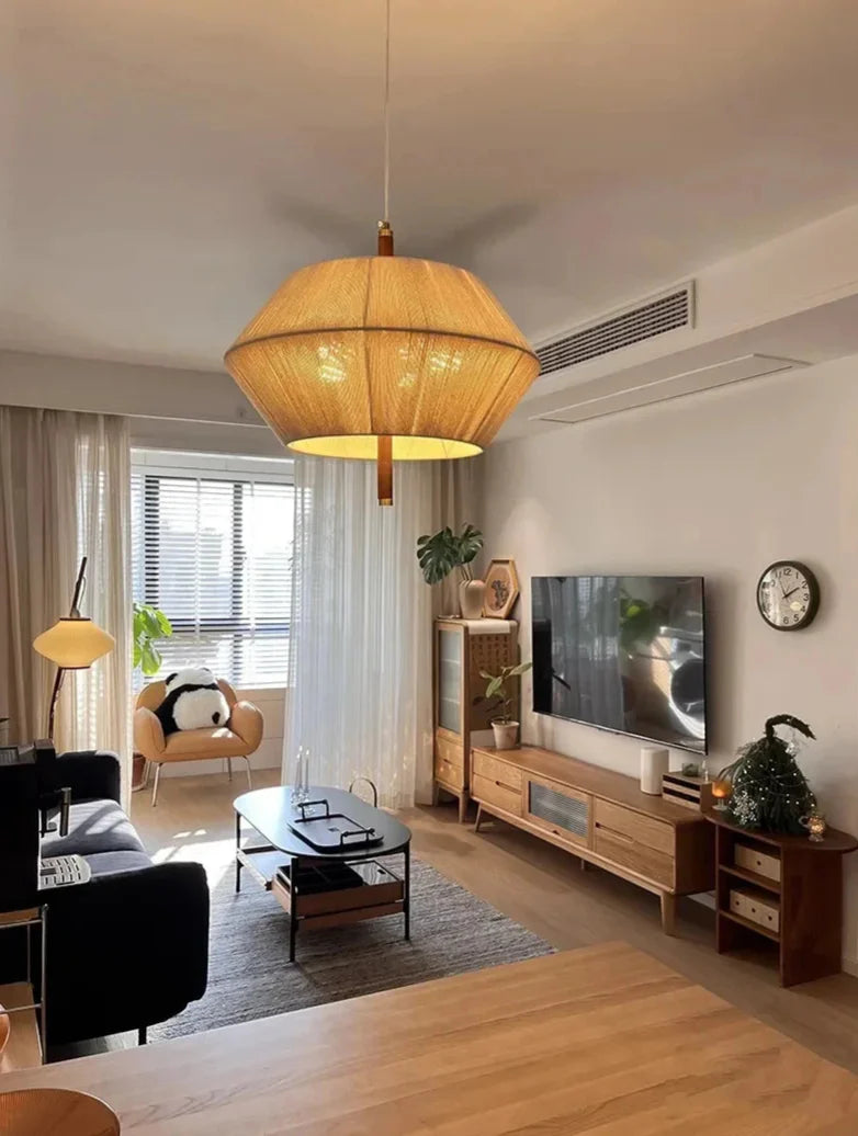 Rattan Ceiling Pendant Light | Handwoven Hemp Rope Lamp