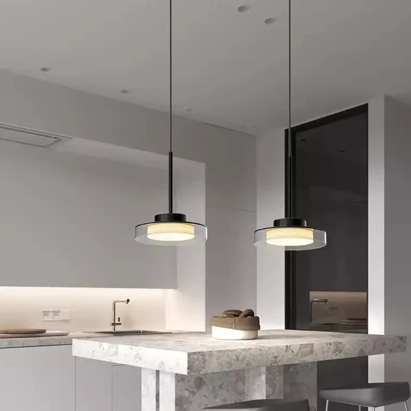 French Pendant Ceiling Light | Modern Metal Acrylic Lamp