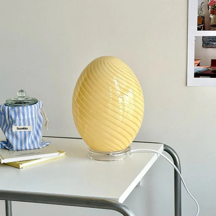 Retro Glass Table Lamp | Soft Glow Lighting, USB Corded