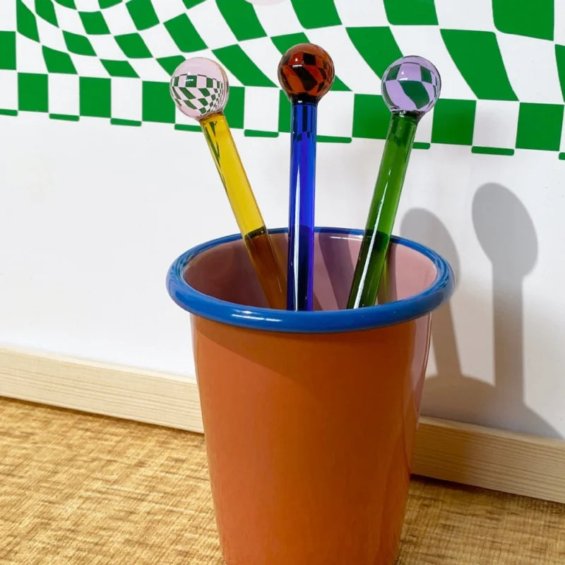 Colored Glass Spoon – Glass Stirring Bar, Precise Drink Stirrer