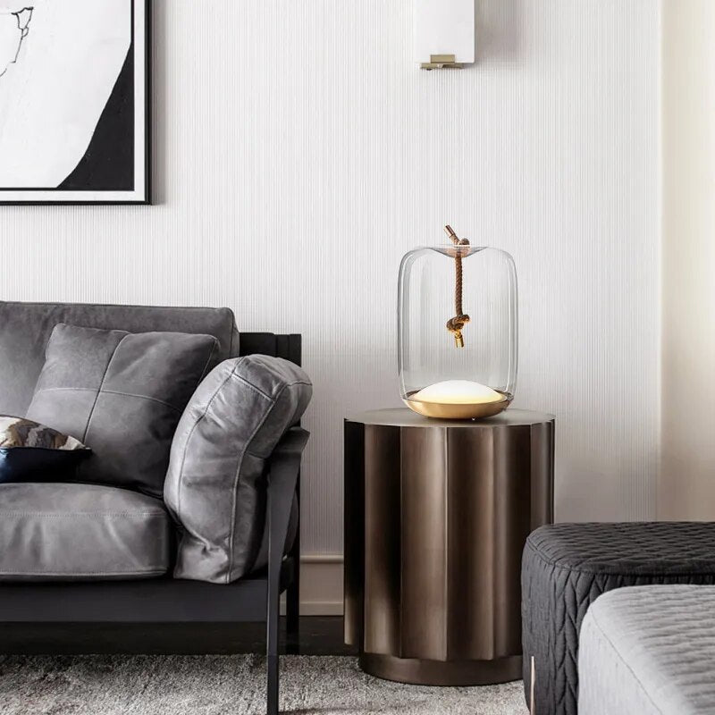 Nordic Glass Table Lamp - Rope Design LED Light
