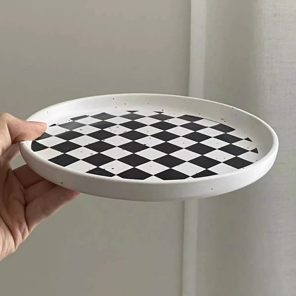 Ceramic Salad Plate – 8 Inch Plaid Dessert Dish