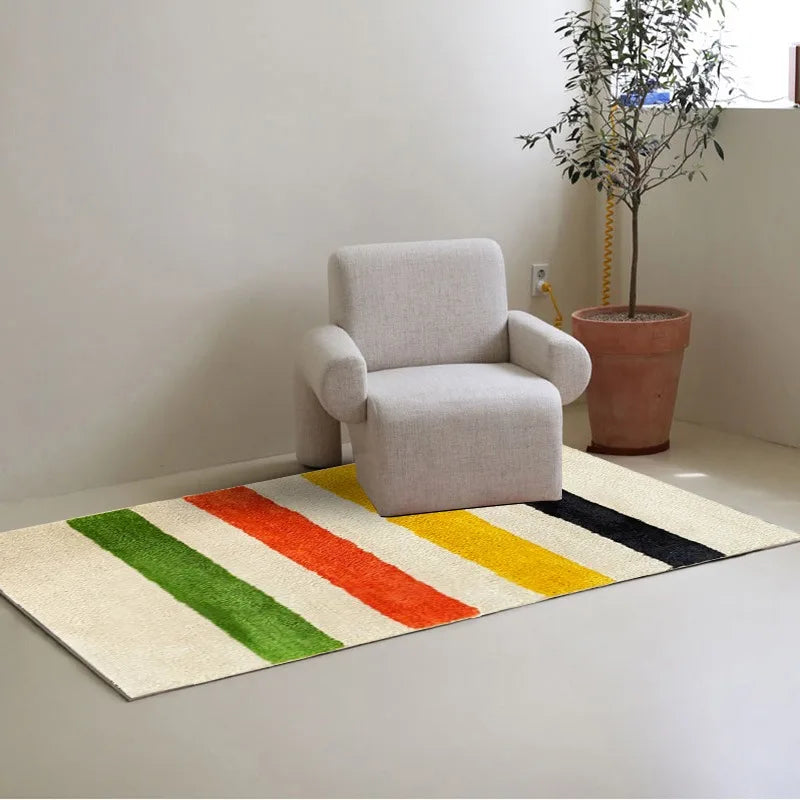 Abstract Art Rug - Colorful Strip Design Carpet