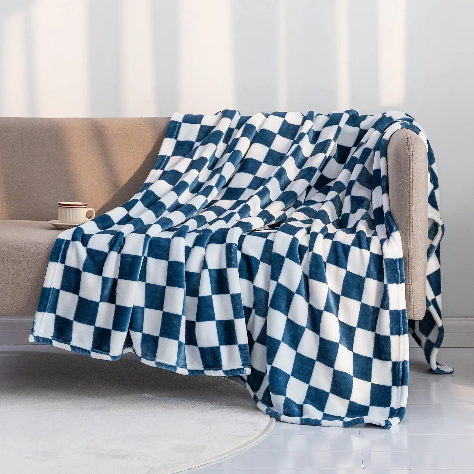 Plaid Throw Blanket | Soft Cotton Polyester Checkerboard