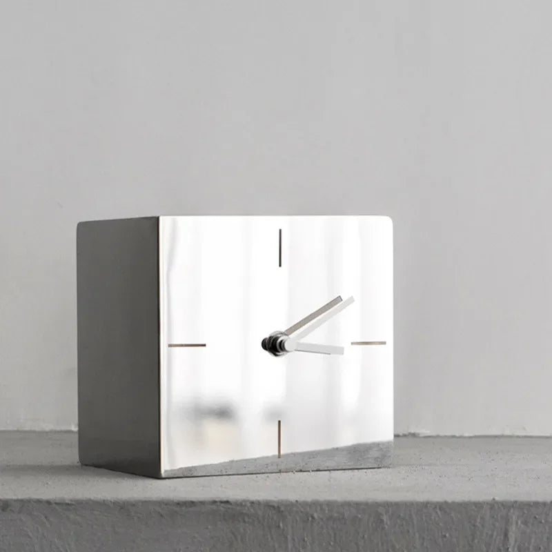 Stainless Steel Table Clock - Functional Industrial Piece