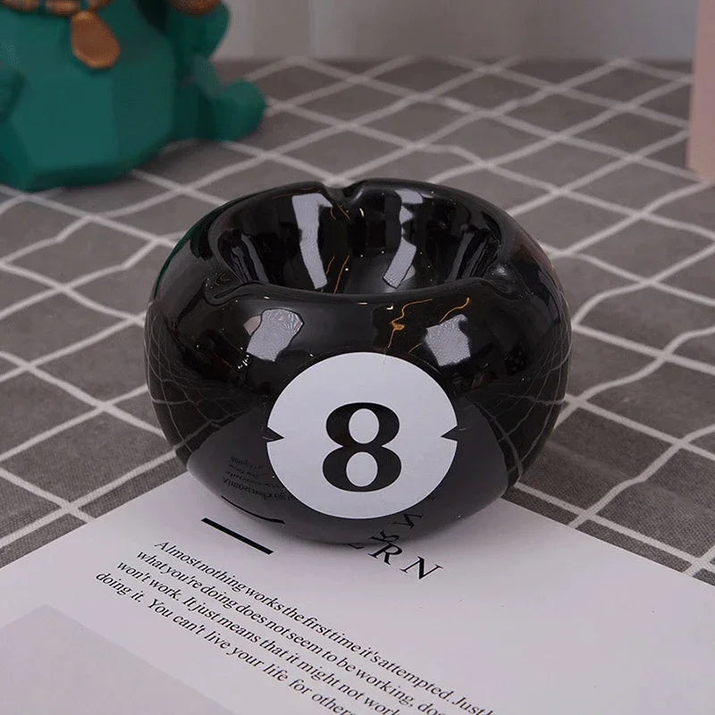 Eight Ball Ashtray - Ceramic Decorative Tabletop