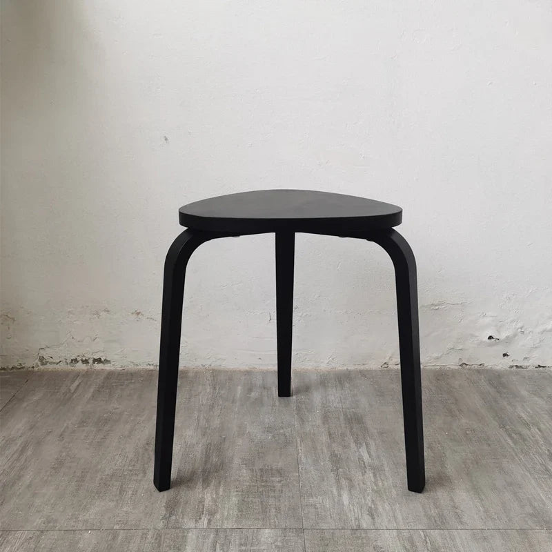 Wooden Triangle Stool - Geometric Natural Wood Furniture