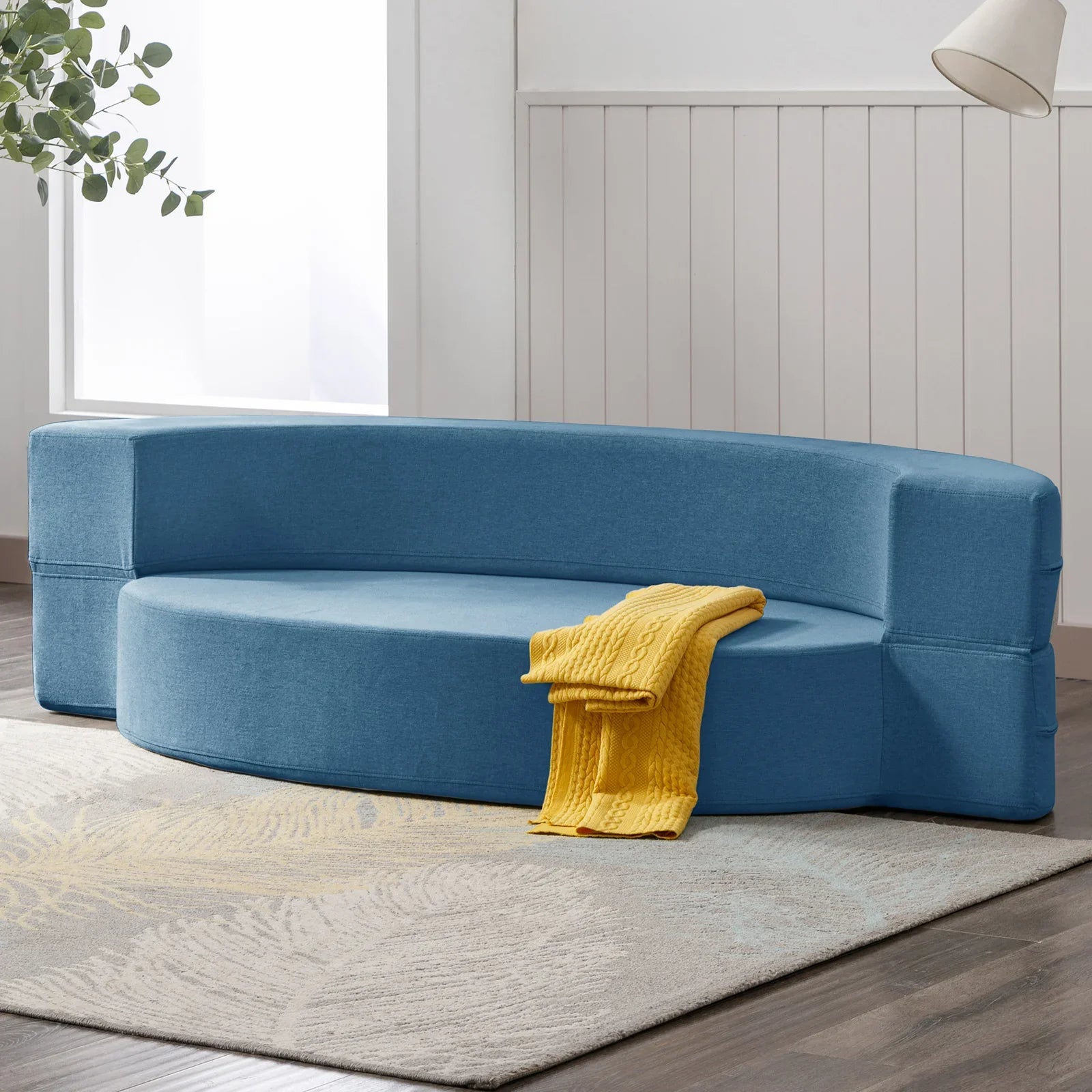 Foldable Lounge Sofa – Linen Foam Oval Seating
