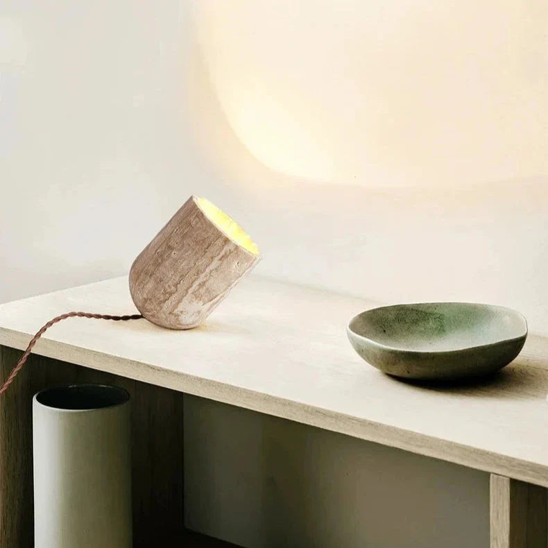 Travertine Stone Lamp - Modern Table & Floor Light