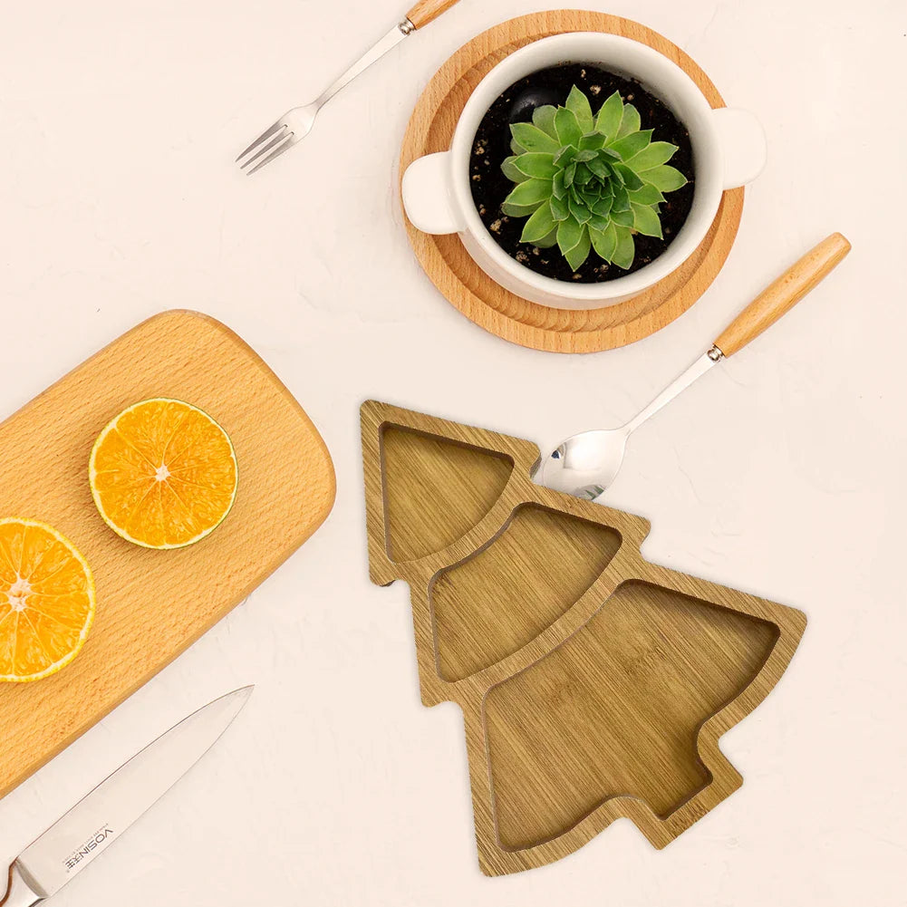 Christmas Tree Wooden Tray - Rustic Holiday Serving Platter