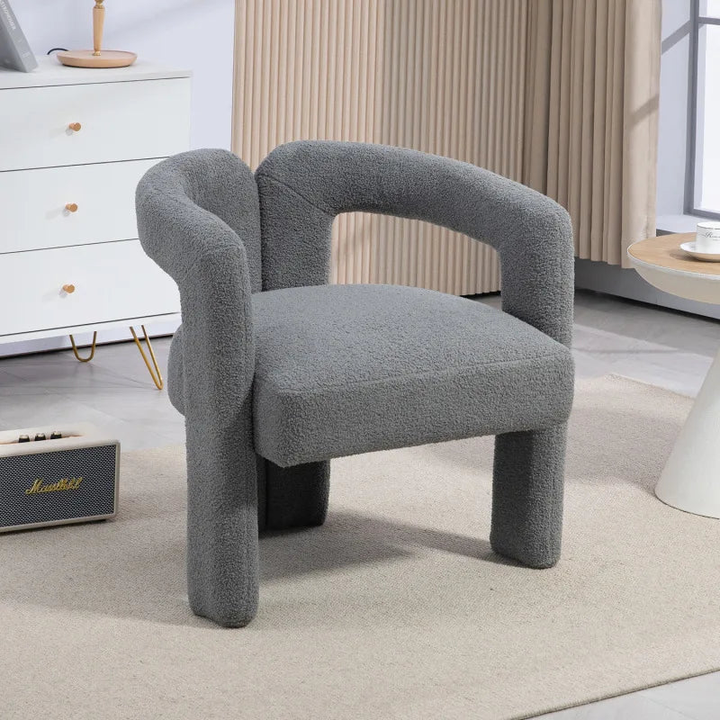 Teddy Fabric Lounge Chair - Open Back Modern Accent Seat