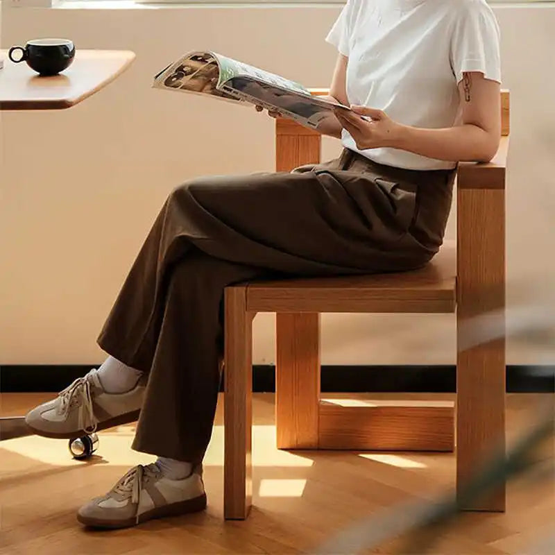 Vintage Oak Wood Chair - Ergonomic Dining Seat
