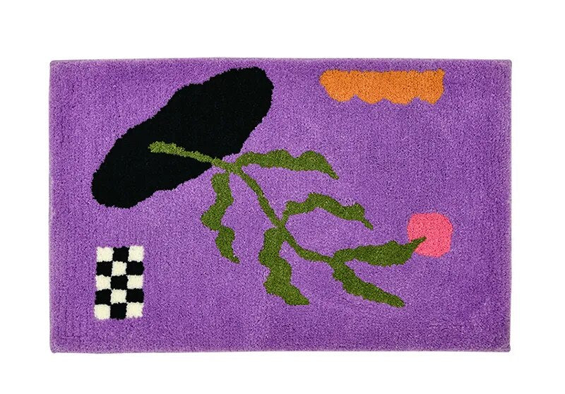 Purple Hand-Crafted Rug – Abstract Bamboo Polyester