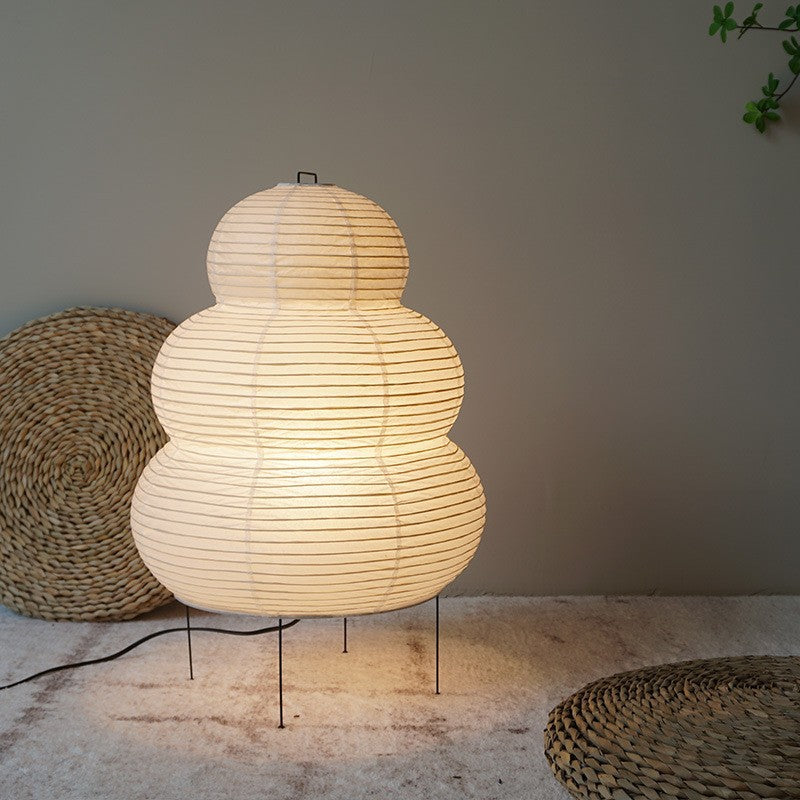 Japanese Floor Lantern – Curvy Wabi-Sabi Decor Lamp