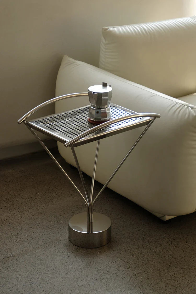 Stainless Steel Side Table - Arc Sculptural Accent