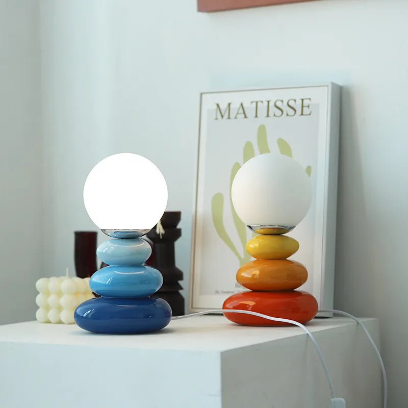 Colored Ceramic Lamp - Unique Rainbow Decorative Desk Light