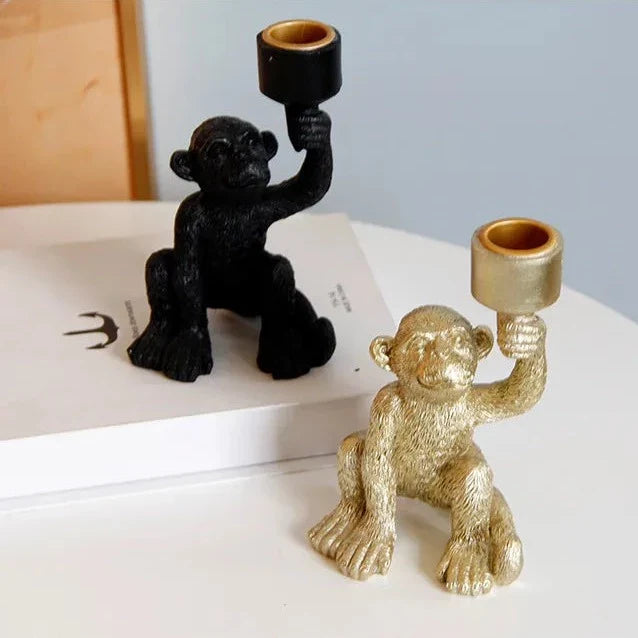 Monkey Candle Holder – Resin Decorative Decor