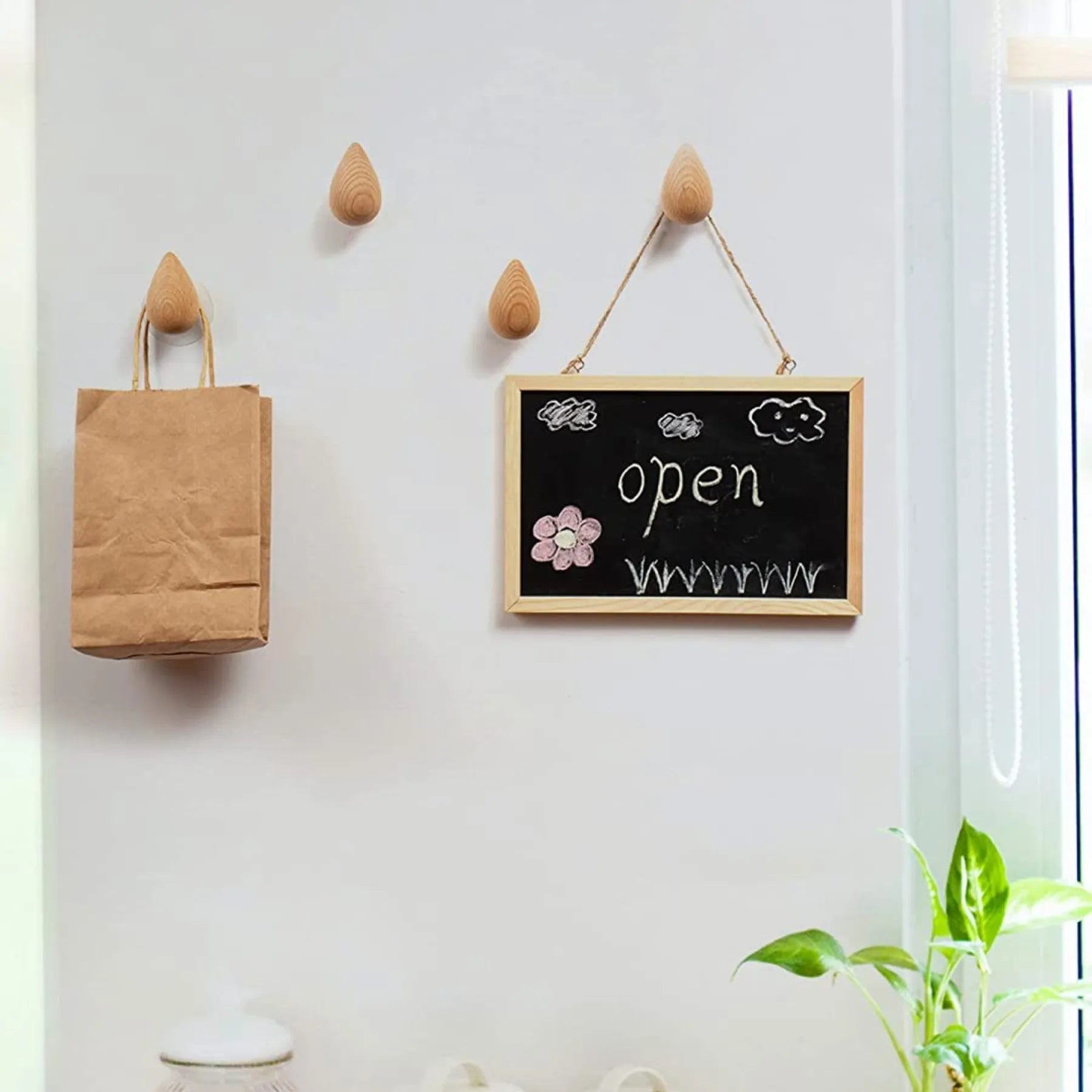 Wood Rain Drop Hanger - Natural Elegant Closet Accessory