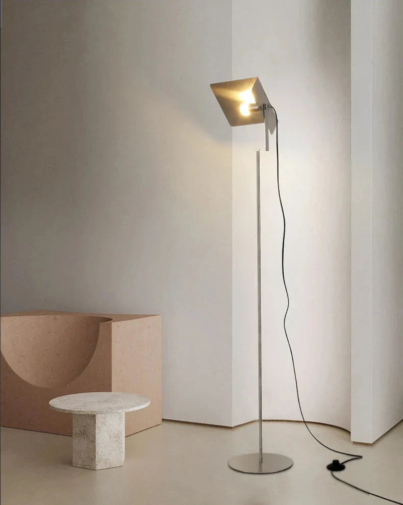 Industrial LED Floor Lamp - Stainless Steel Panel Luxury Lighting