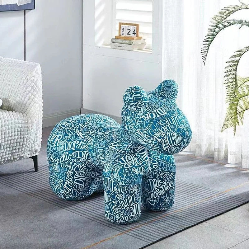 Pony Accent Stool – Patterned Foam Padded Seat