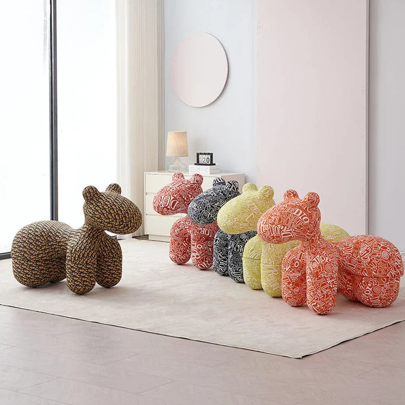 Pony Accent Stool – Patterned Foam Padded Seat