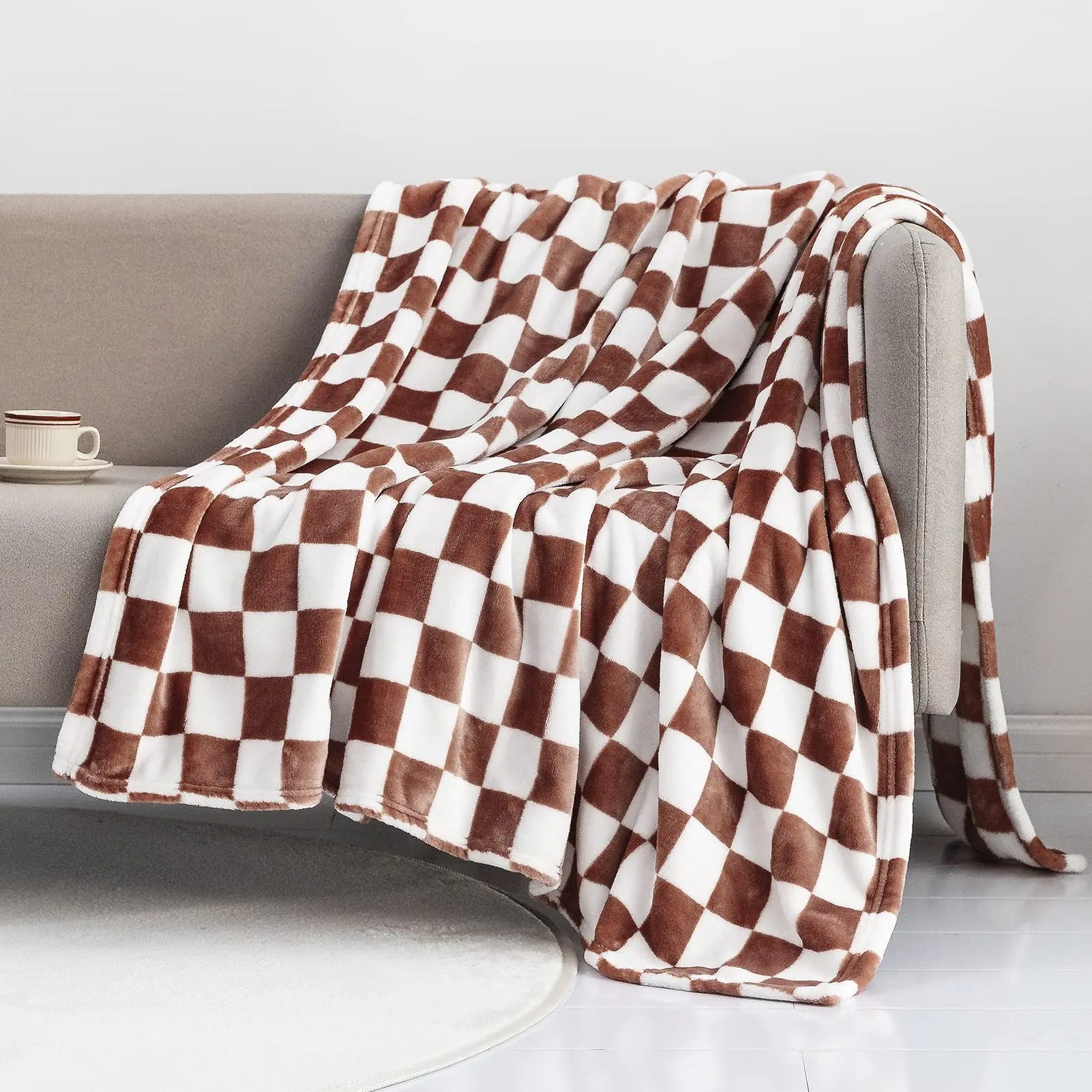 Plaid Throw Blanket | Soft Cotton Polyester Checkerboard