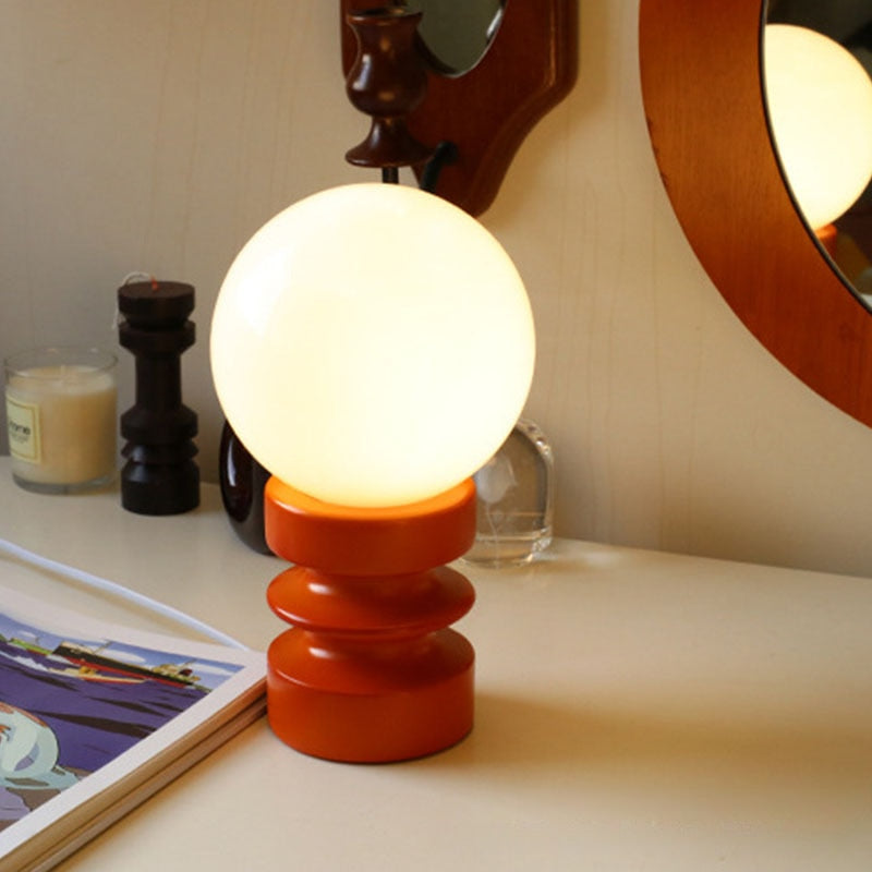 Atmosphere Table Lamp - Coil Shape Solid Wood Base