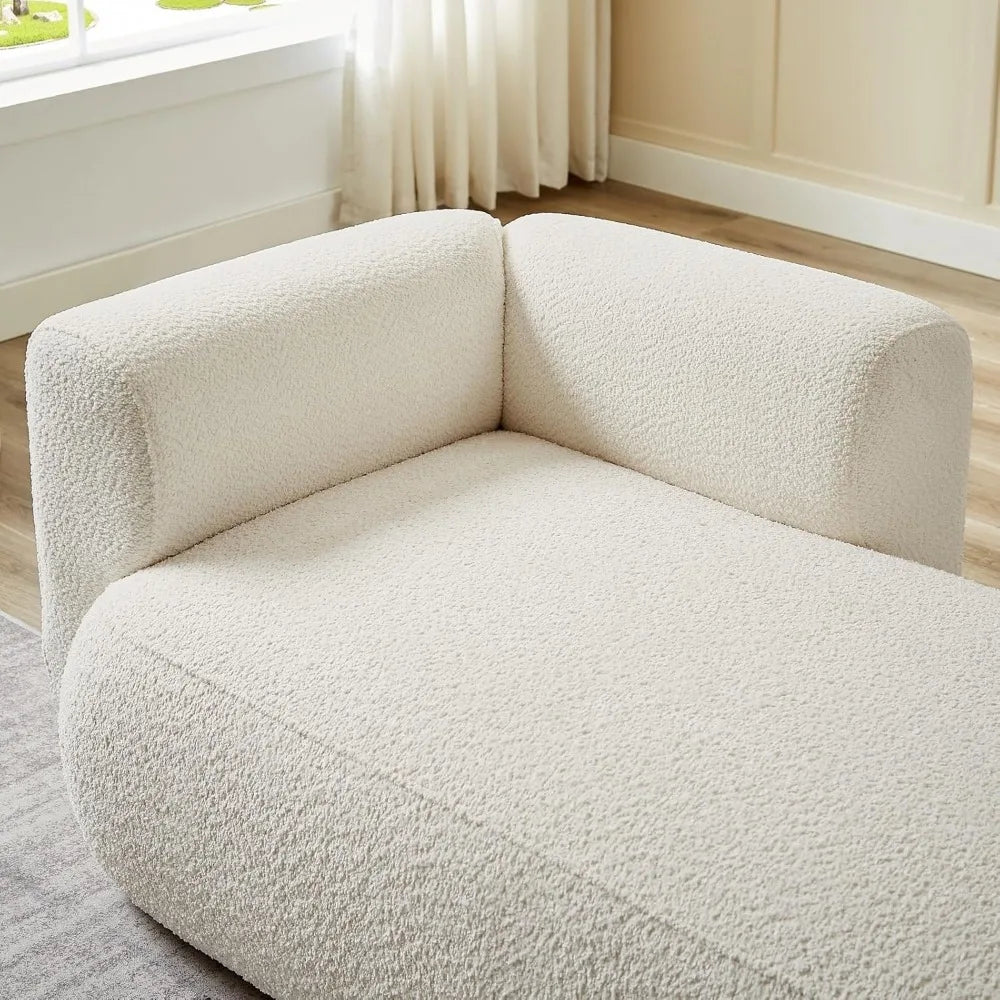 Cream Lounge Chaise Sofa - Off White Plush Cushioned Couch