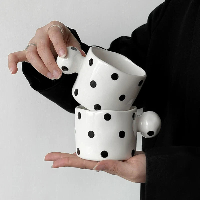Dalmatian Ceramic Mug | Handmade Black Spotted Coffee Cup