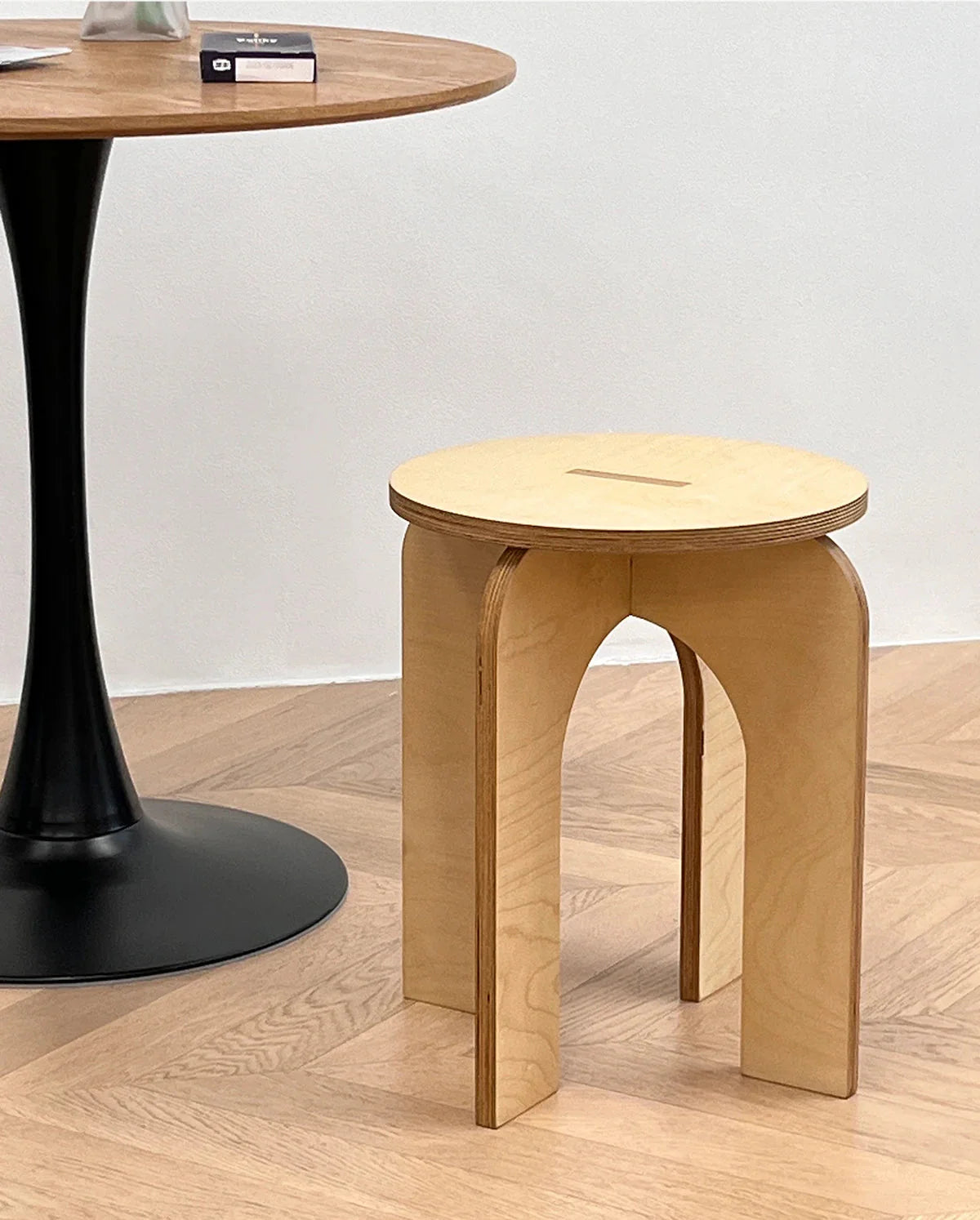 Vintage Cross-Leg Stool - Wooden Low Seat 16x18"