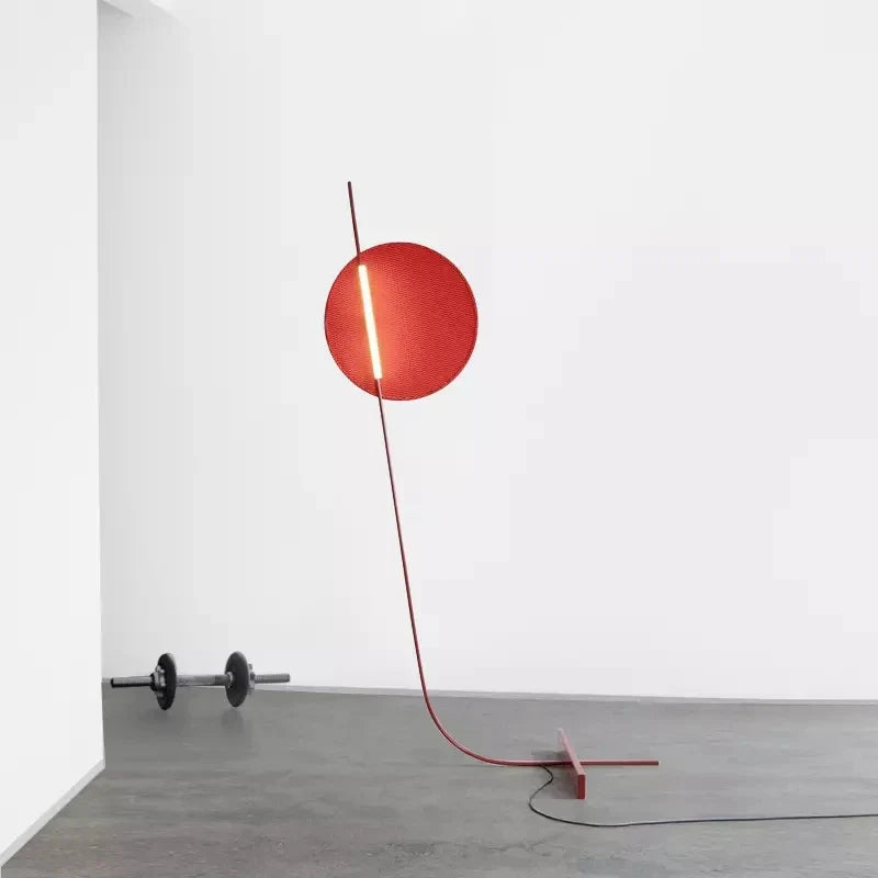 Red Floor Lamp - Nordic Bent Metal Frame Light