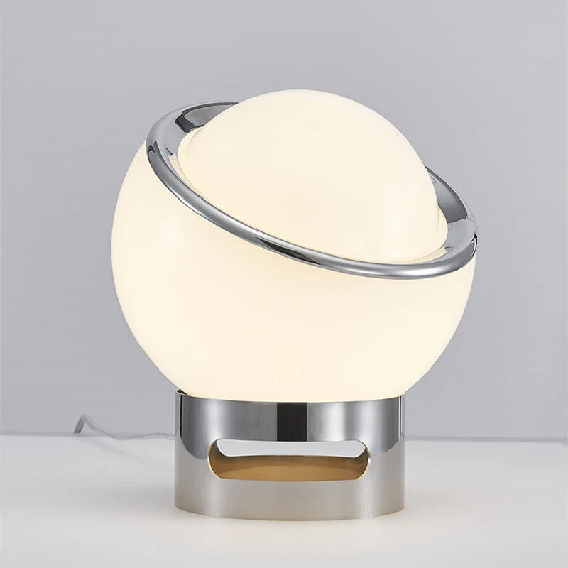 Retro Table Lamp - Glass Stone Metal Stand, Rotatable USB Corded