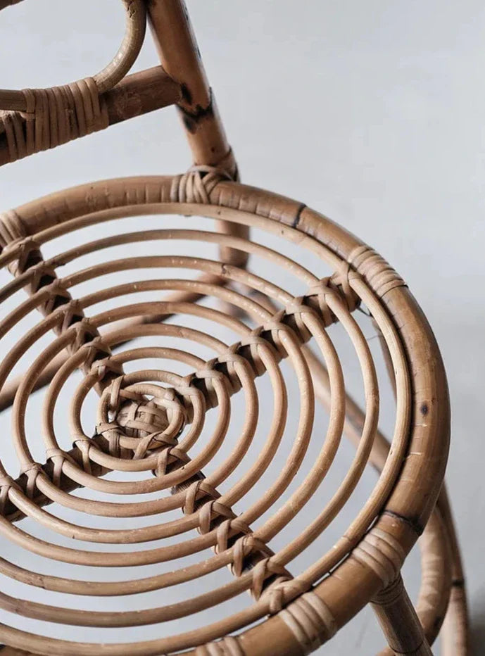Japanese Rattan Chair – Handcrafted High Back Wood & Rattan Seating