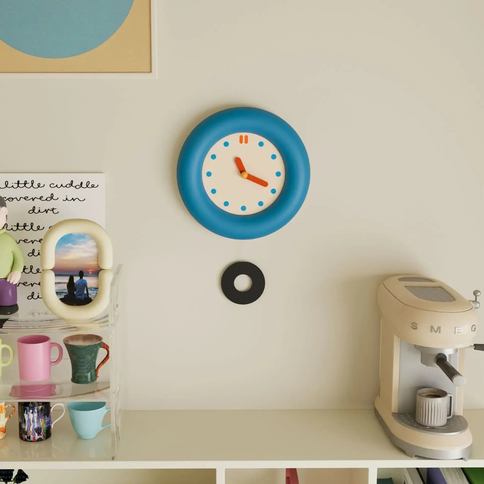 Pendulum Wall Clock - Japanese Minimalist Blue Design