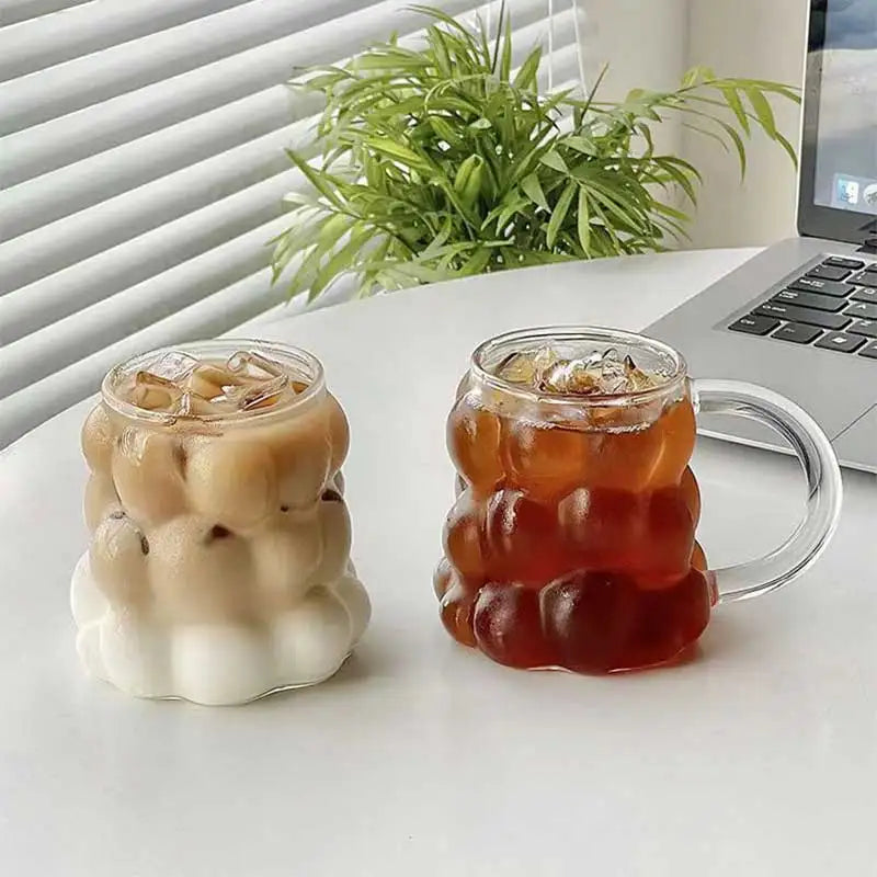 Transparent Grape Mug - 12oz Embossed Glass Cup