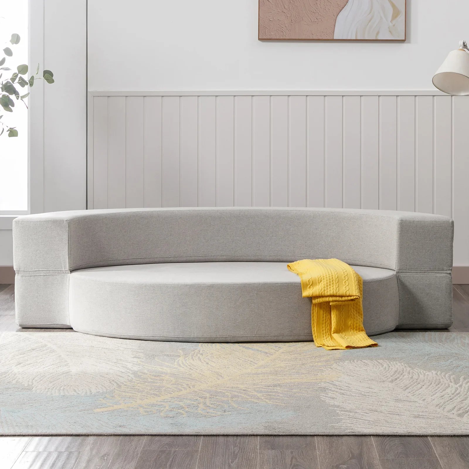 Foldable Lounge Sofa – Linen Foam Oval Seating